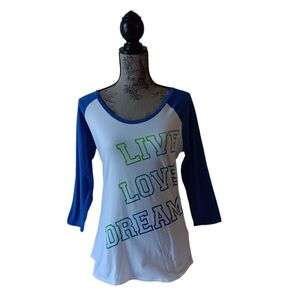 LnL Live Love Dream women's blue/white long sleeve top size L